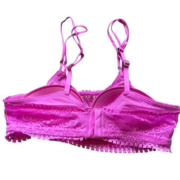 New Aerie Wireless Push Up Joy Lace Convertible Strap Bra Pink Size 36B - Picture 2 of 4